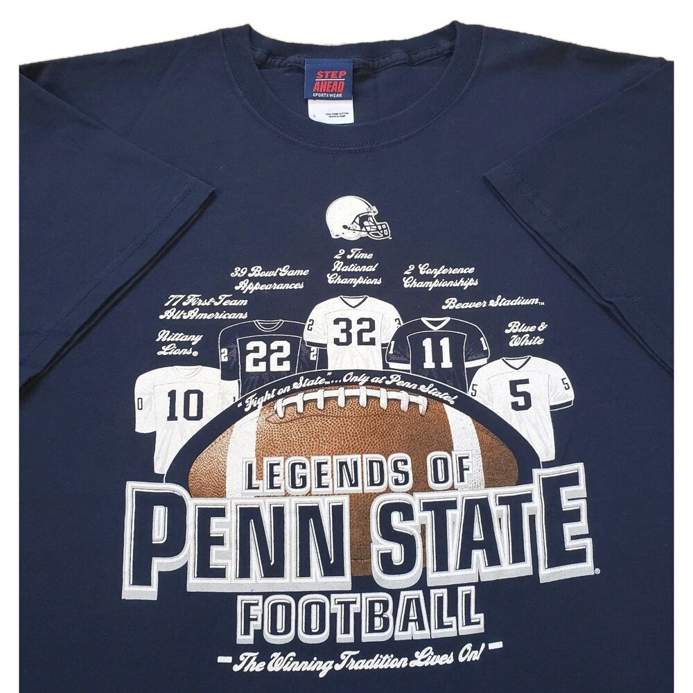 Vintage Y2K Legends Of Penn State Football Sz Large Mens Blue T-Shirt PSU NCAA
